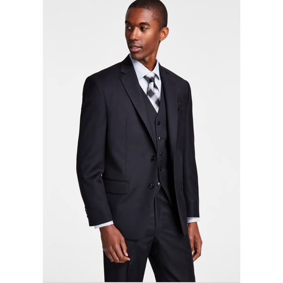 Michael Kors Men Classic Fit Wool Blend Solid Suit Jacket Black Size 42R - Picture 1 of 3